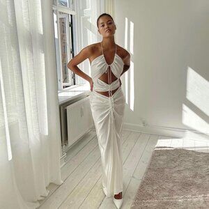 Christopher Esber multi panel disconnect ruched halter dress